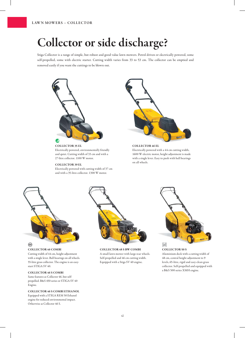 Collector or side discharge | Stiga Garden Range Primo User Manual | Page 42 / 76