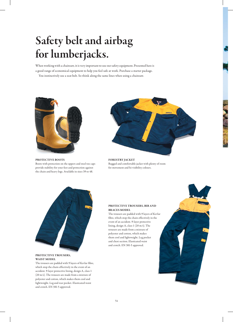 Safety belt and airbag for lumberjacks | Stiga Garden Range Primo User Manual | Page 54 / 76