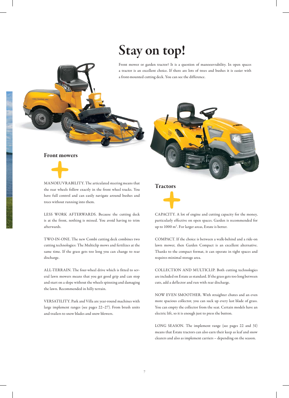 Stay on top, Front mowers, Tractors | Stiga Garden Range Primo User Manual | Page 7 / 76