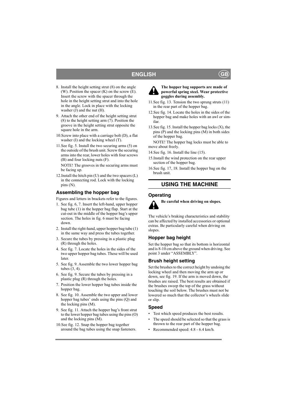 English, Using the machine | Stiga 8211-1227-02 User Manual | Page 6 / 9