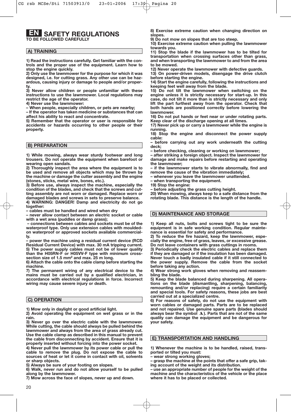 Safety regulations | Stiga 50 EL User Manual | Page 12 / 15