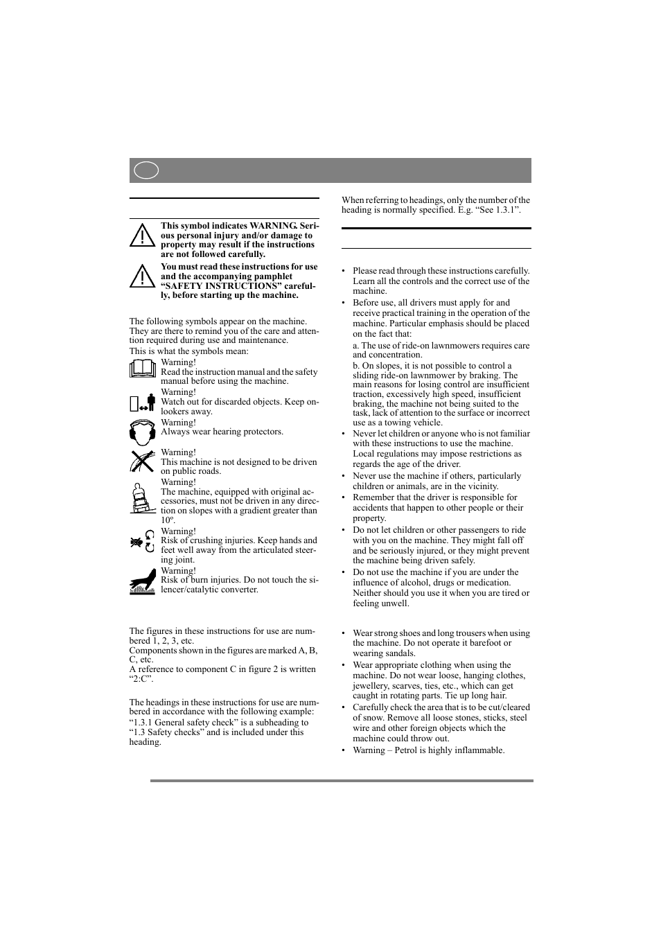 English, 1 general, 2 safety instructions | Stiga 8211-0072-80 User Manual | Page 6 / 18