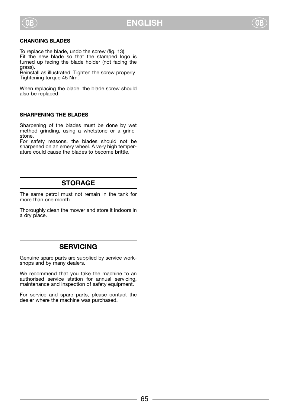 English gb gb | Stiga COMBI 45S User Manual | Page 7 / 7