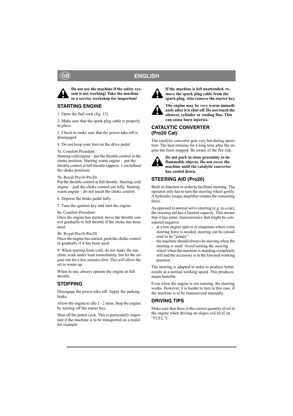 English | Stiga PARK PRO 20 User Manual | Page 11 / 16