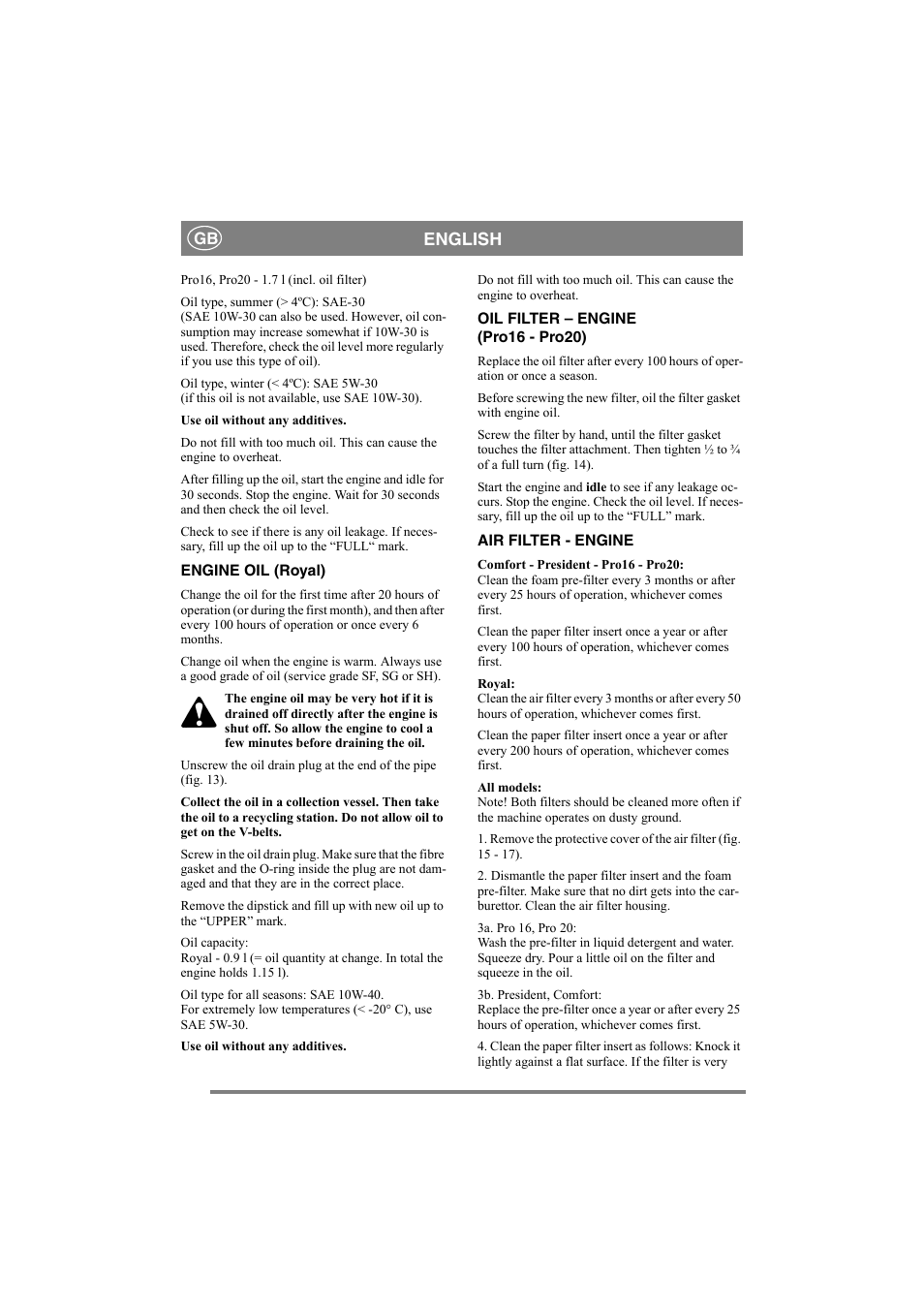 English | Stiga PARK PRO 20 User Manual | Page 13 / 16