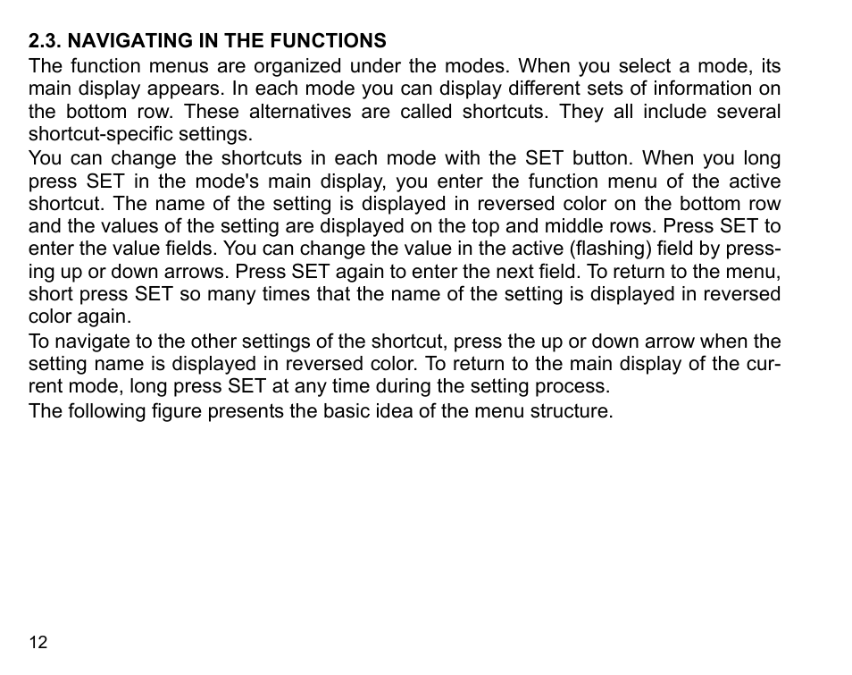 Navigating in the functions | SUUNTO X3HR User Manual | Page 14 / 40