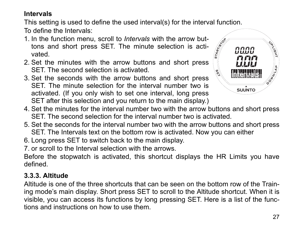 Altitude | SUUNTO X3HR User Manual | Page 29 / 40