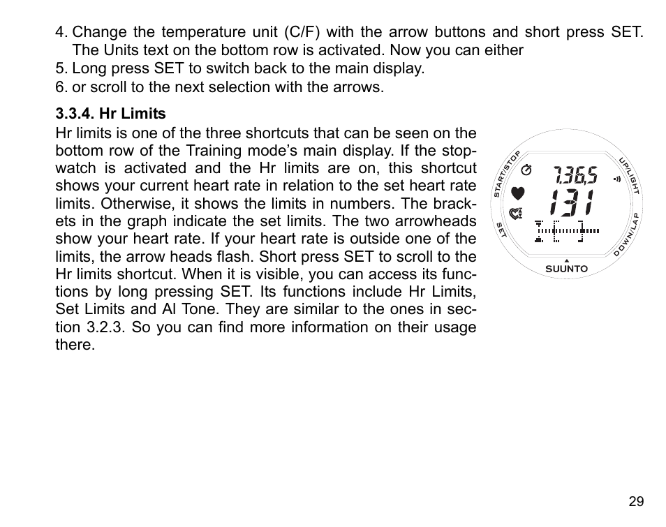 Hr limits | SUUNTO X3HR User Manual | Page 31 / 40