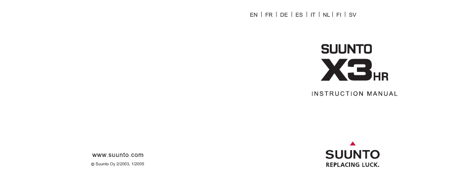 SUUNTO X3HR User Manual | Page 40 / 40