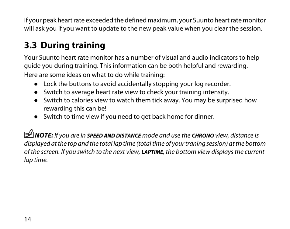 3 during training | SUUNTO t3c User Manual | Page 15 / 49