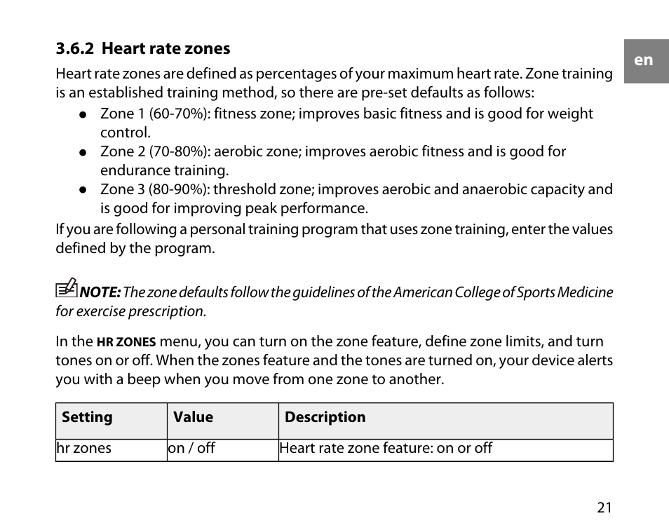 2 heart rate zones | SUUNTO t3c User Manual | Page 22 / 49