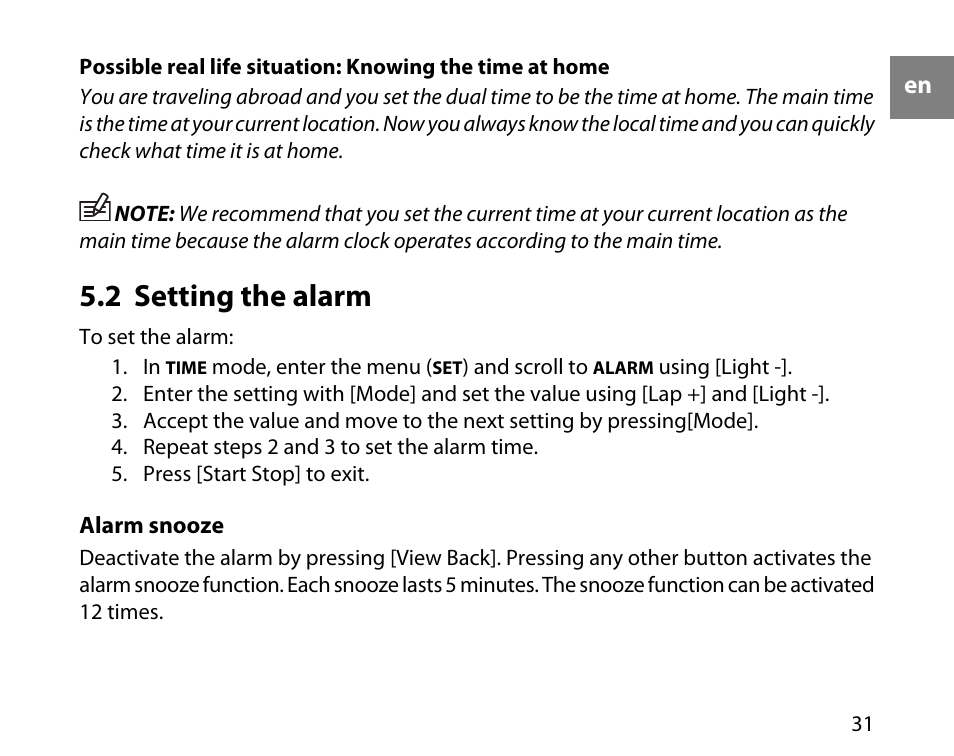 2 setting the alarm | SUUNTO t3c User Manual | Page 32 / 49