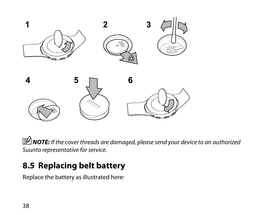 5 replacing belt battery | SUUNTO t3c User Manual | Page 39 / 49