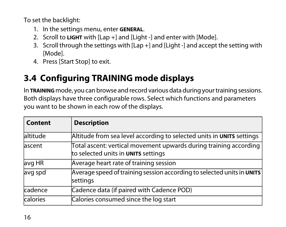 4 configuring training mode displays | SUUNTO T6C User Manual | Page 17 / 52