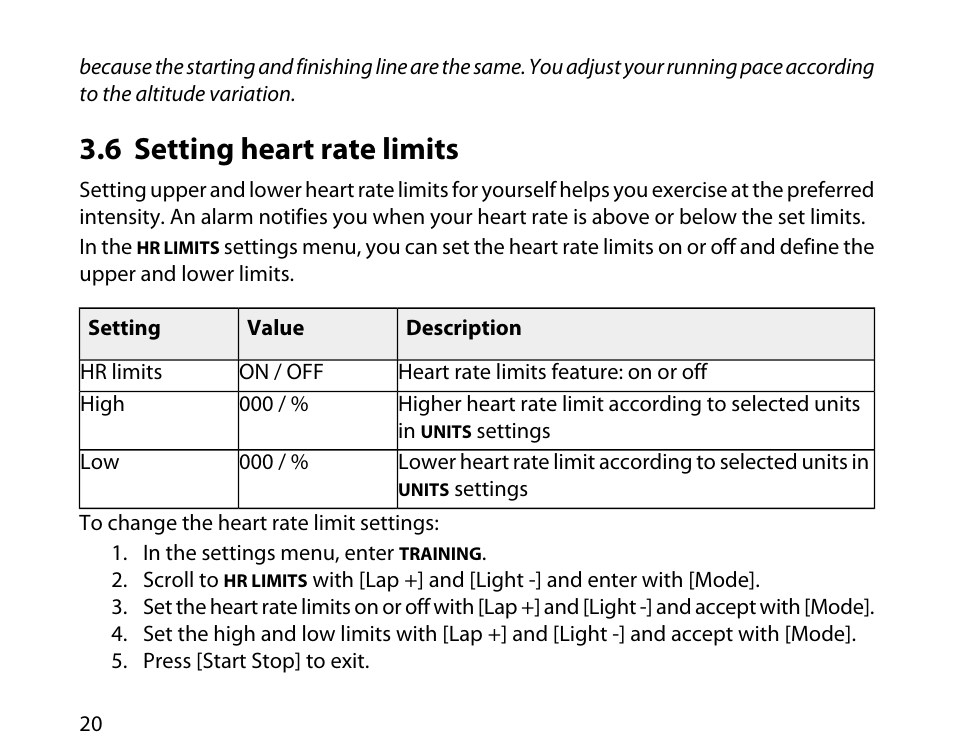 6 setting heart rate limits | SUUNTO T6C User Manual | Page 21 / 52