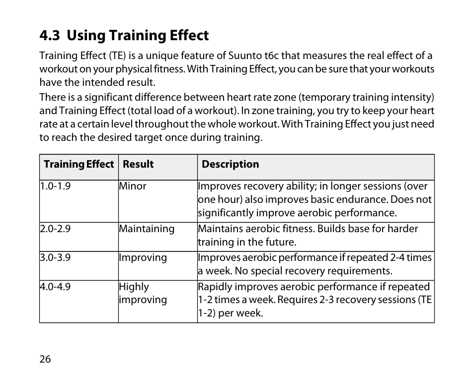 3 using training effect | SUUNTO T6C User Manual | Page 27 / 52