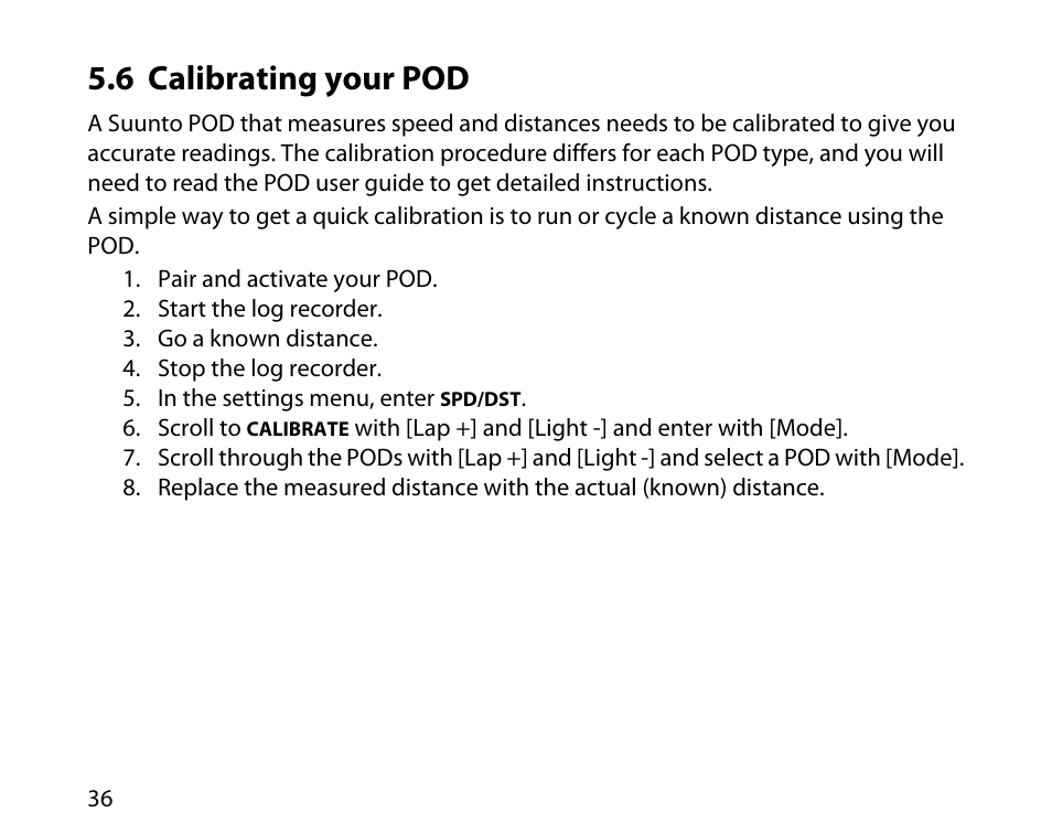 6 calibrating your pod | SUUNTO T6C User Manual | Page 37 / 52