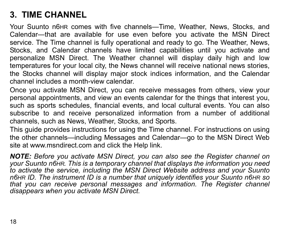 Time channel | SUUNTO n6HR User Manual | Page 18 / 64