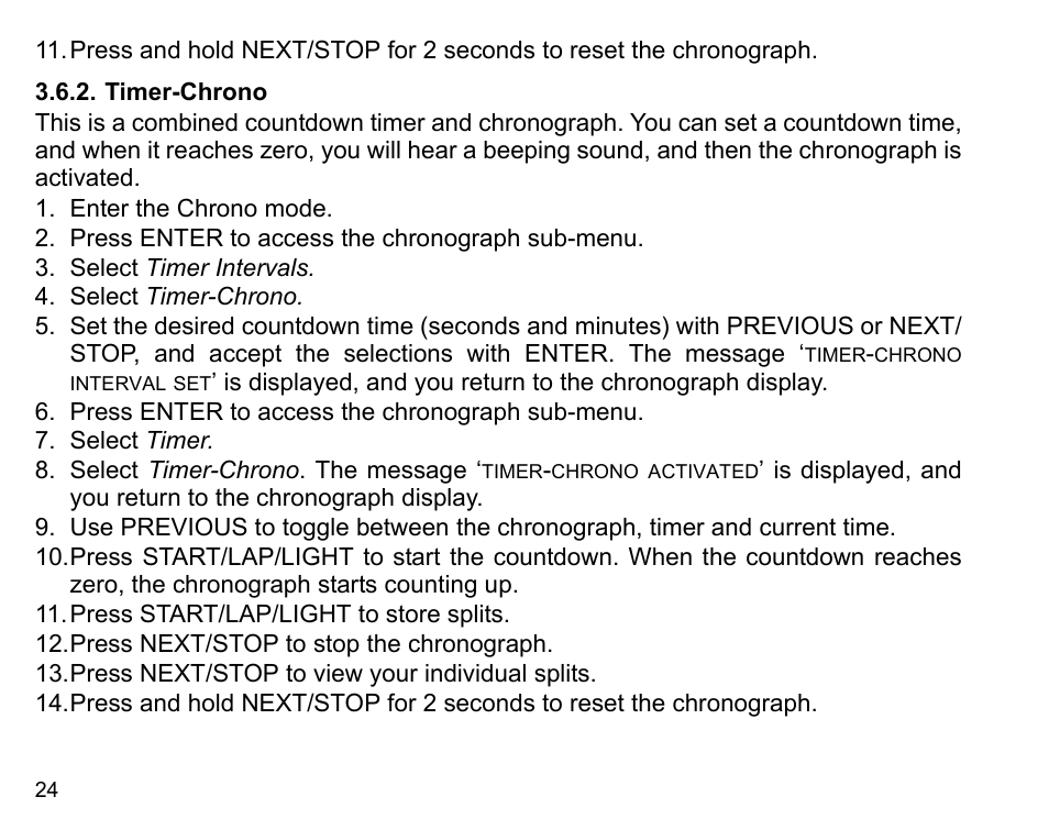 Timer-chrono | SUUNTO n6HR User Manual | Page 24 / 64