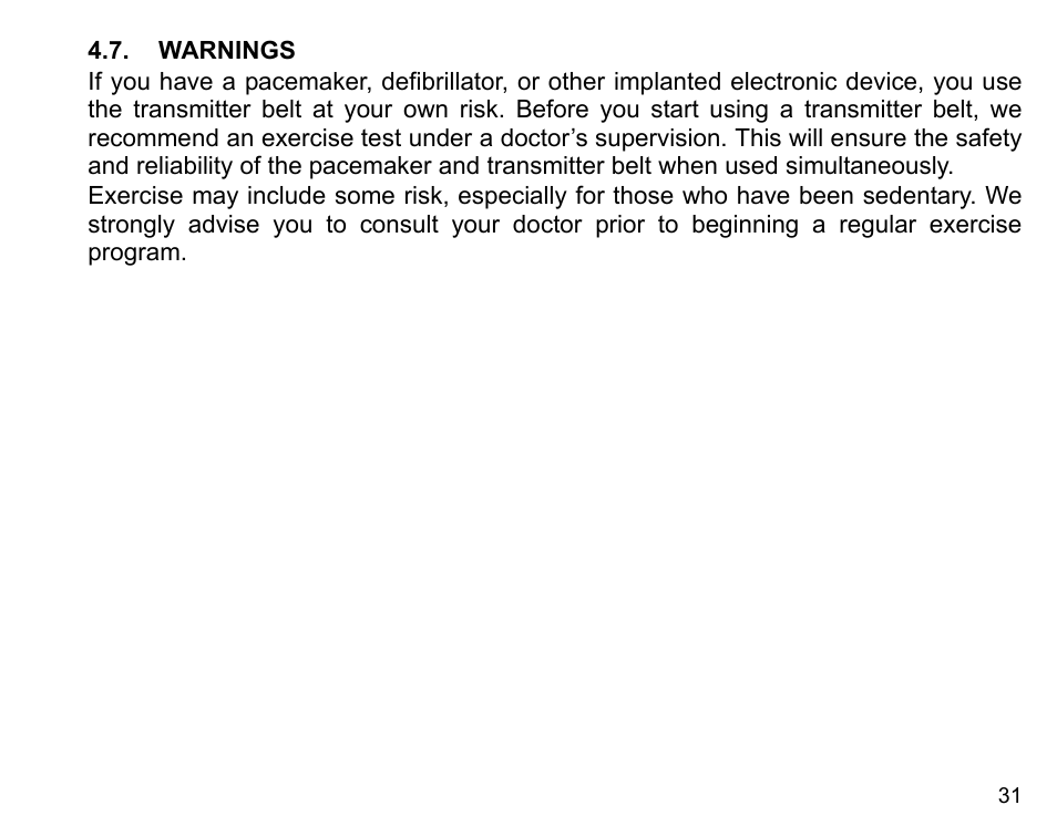 Warnings | SUUNTO n6HR User Manual | Page 31 / 64