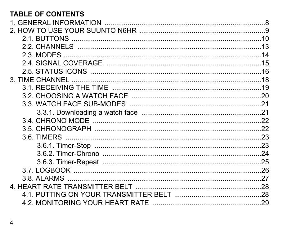 SUUNTO n6HR User Manual | Page 4 / 64