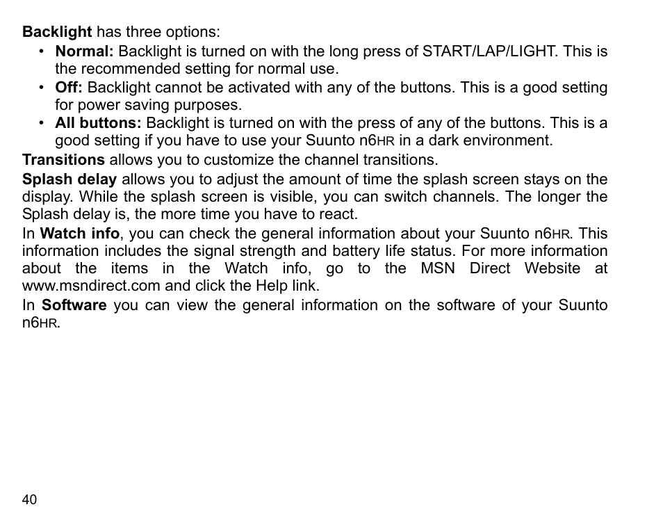 SUUNTO n6HR User Manual | Page 40 / 64