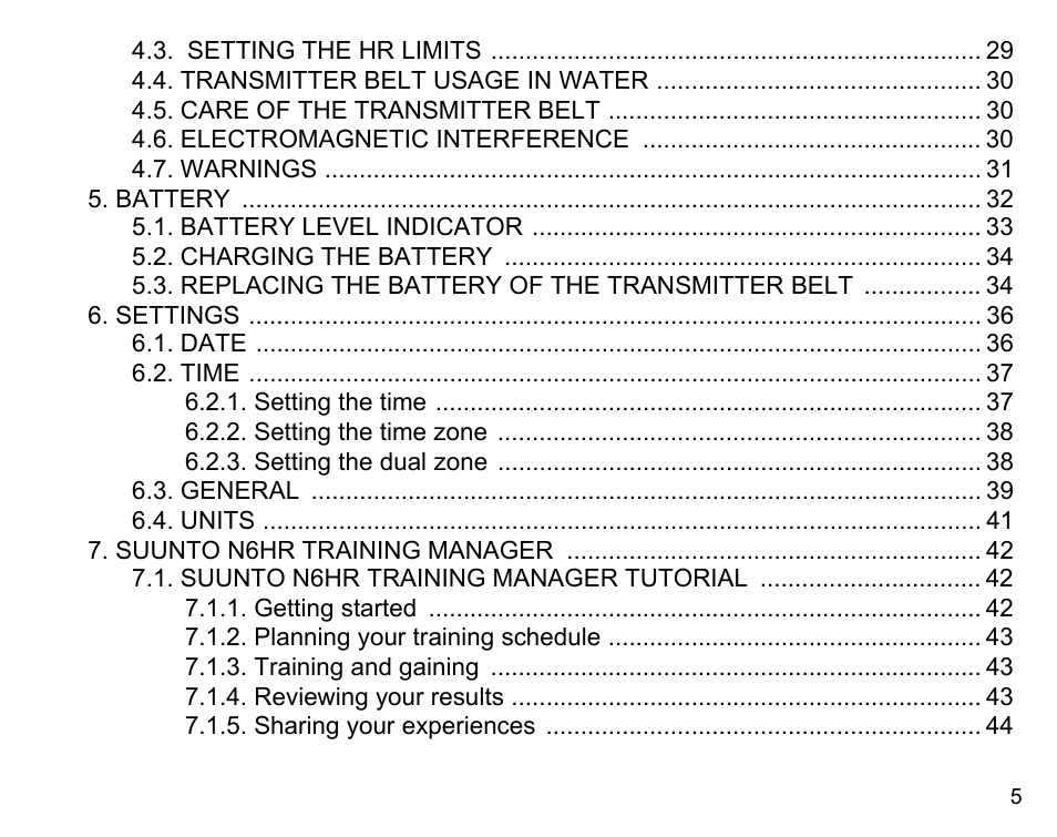 SUUNTO n6HR User Manual | Page 5 / 64