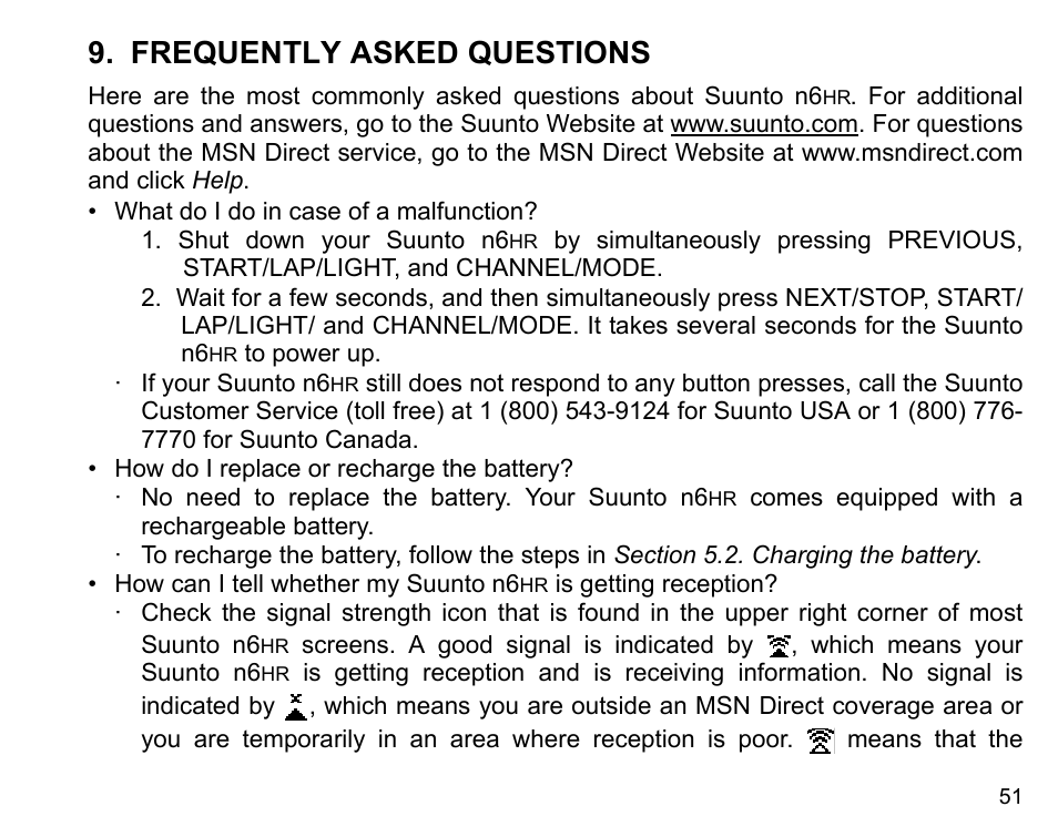 Frequently asked questions | SUUNTO n6HR User Manual | Page 51 / 64