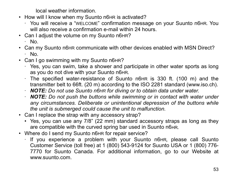 SUUNTO n6HR User Manual | Page 53 / 64