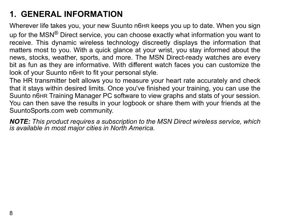 General information | SUUNTO n6HR User Manual | Page 8 / 64