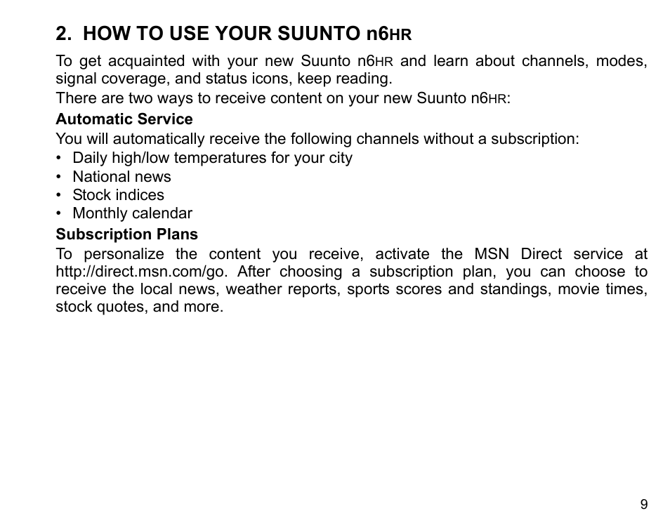 How to use your suunto n6hr, How to use your suunto n6 | SUUNTO n6HR User Manual | Page 9 / 64