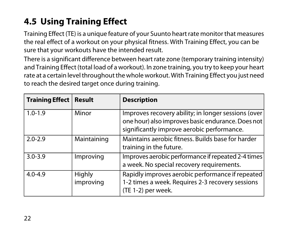 5 using training effect | SUUNTO t3d User Manual | Page 23 / 54