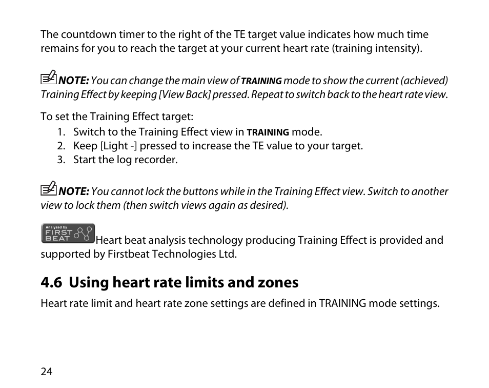 6 using heart rate limits and zones | SUUNTO t3d User Manual | Page 25 / 54