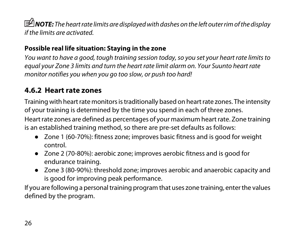 2 heart rate zones | SUUNTO t3d User Manual | Page 27 / 54