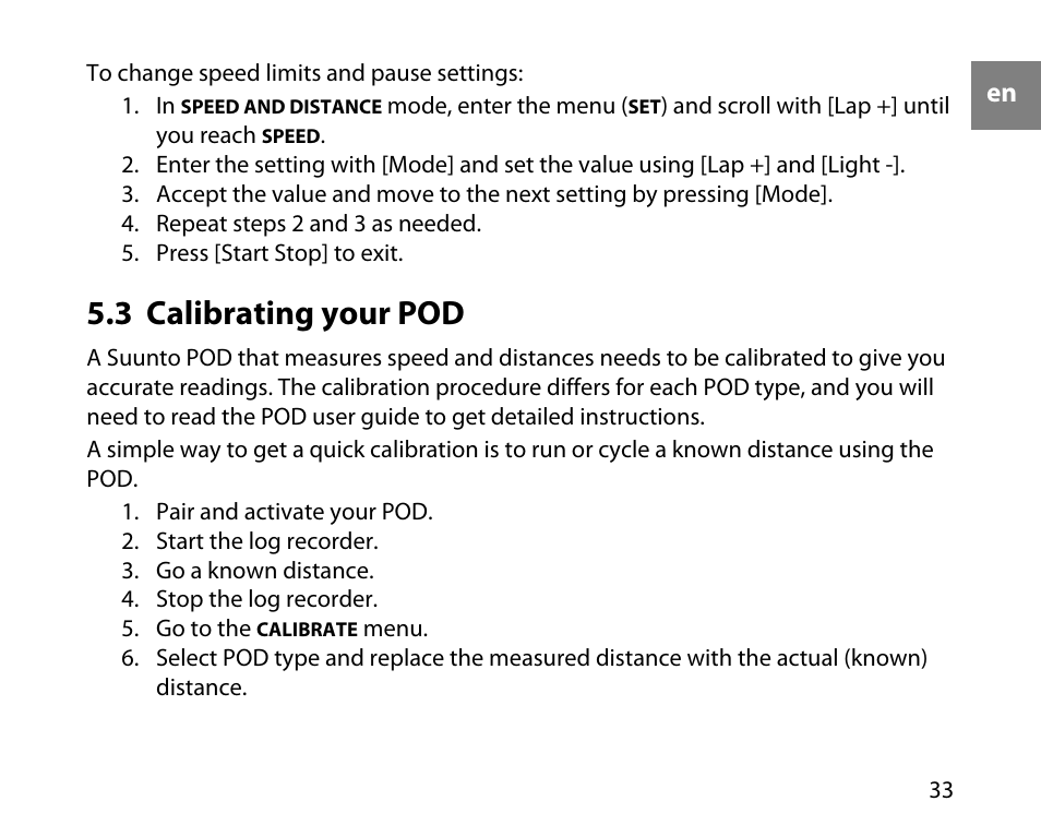 3 calibrating your pod | SUUNTO t3d User Manual | Page 34 / 54