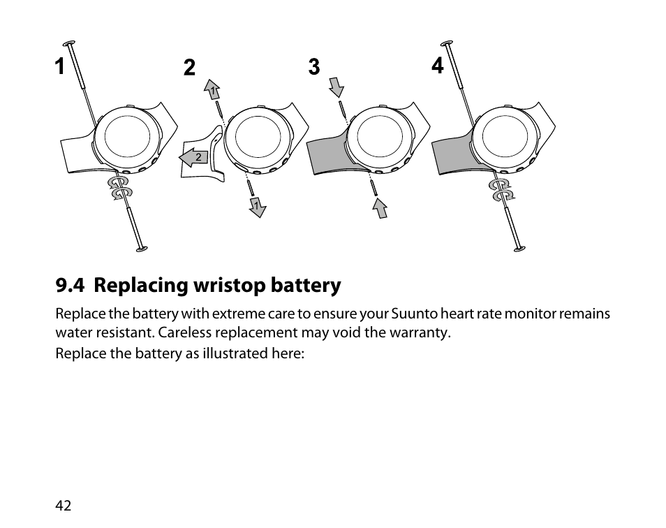 4 replacing wristop battery | SUUNTO t3d User Manual | Page 43 / 54