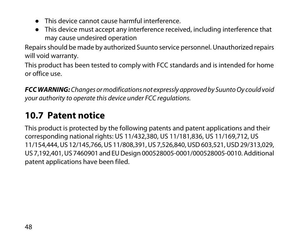 7 patent notice | SUUNTO t3d User Manual | Page 49 / 54