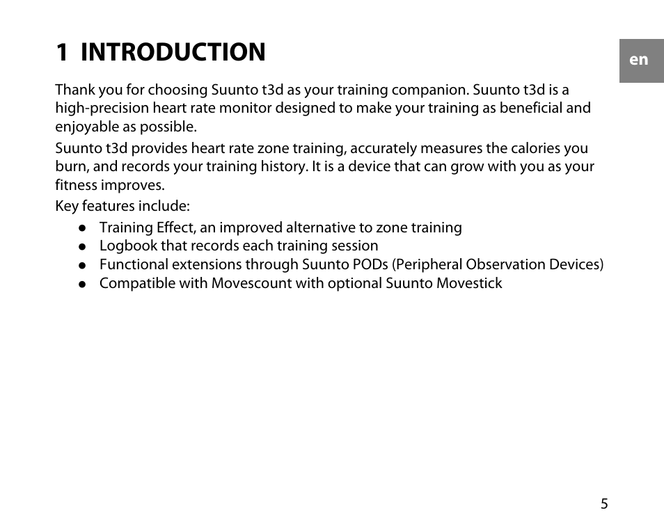 1 introduction | SUUNTO t3d User Manual | Page 6 / 54