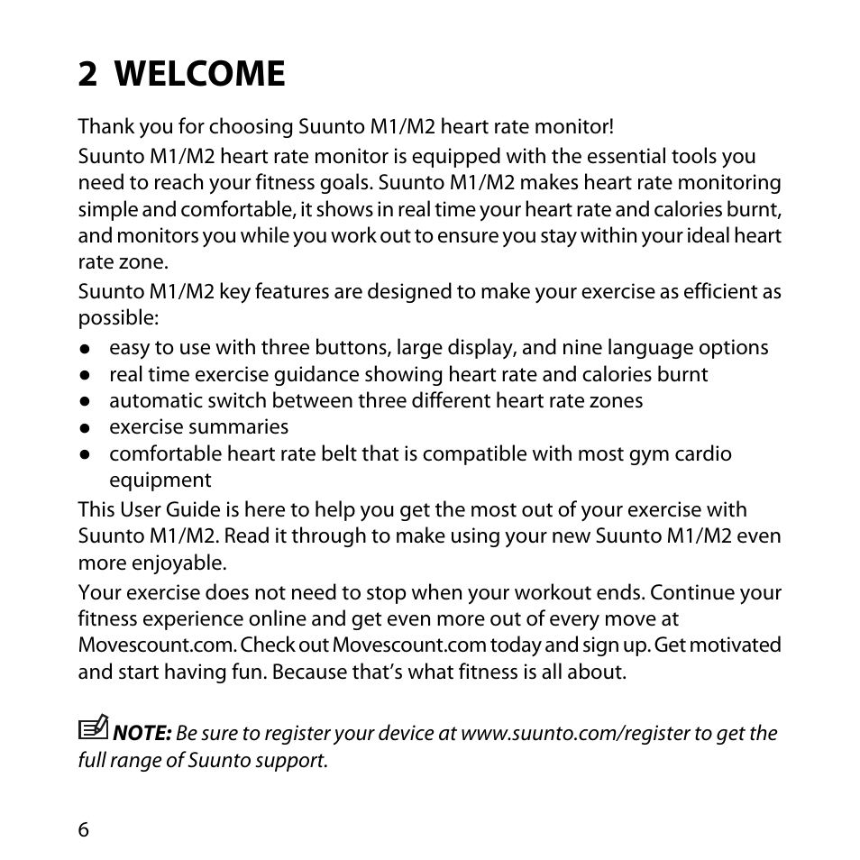 2 welcome | SUUNTO M1 User Manual | Page 6 / 35