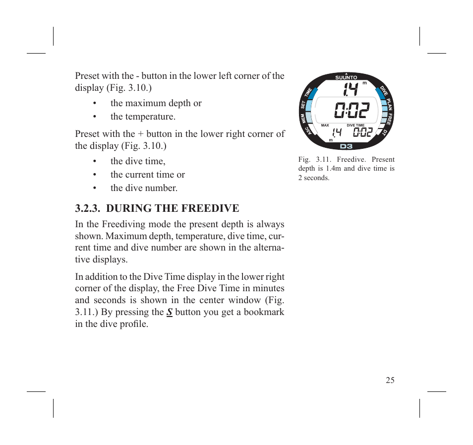 During the freedive | SUUNTO D3 User Manual | Page 27 / 86