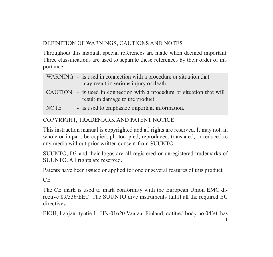 SUUNTO D3 User Manual | Page 3 / 86