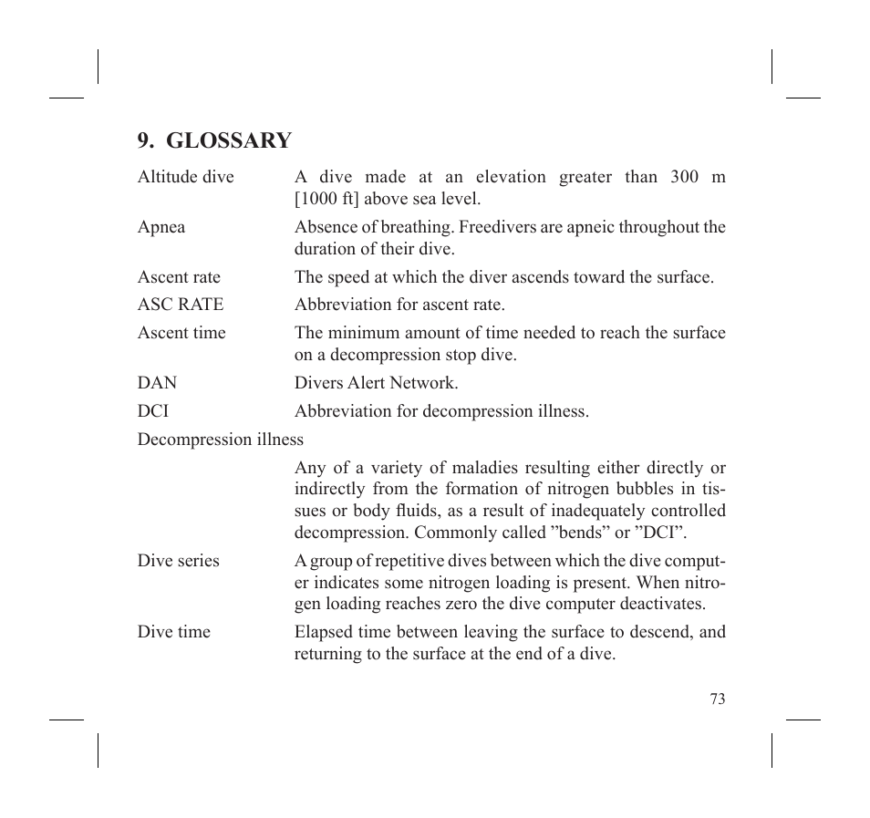 Glossary | SUUNTO D3 User Manual | Page 75 / 86