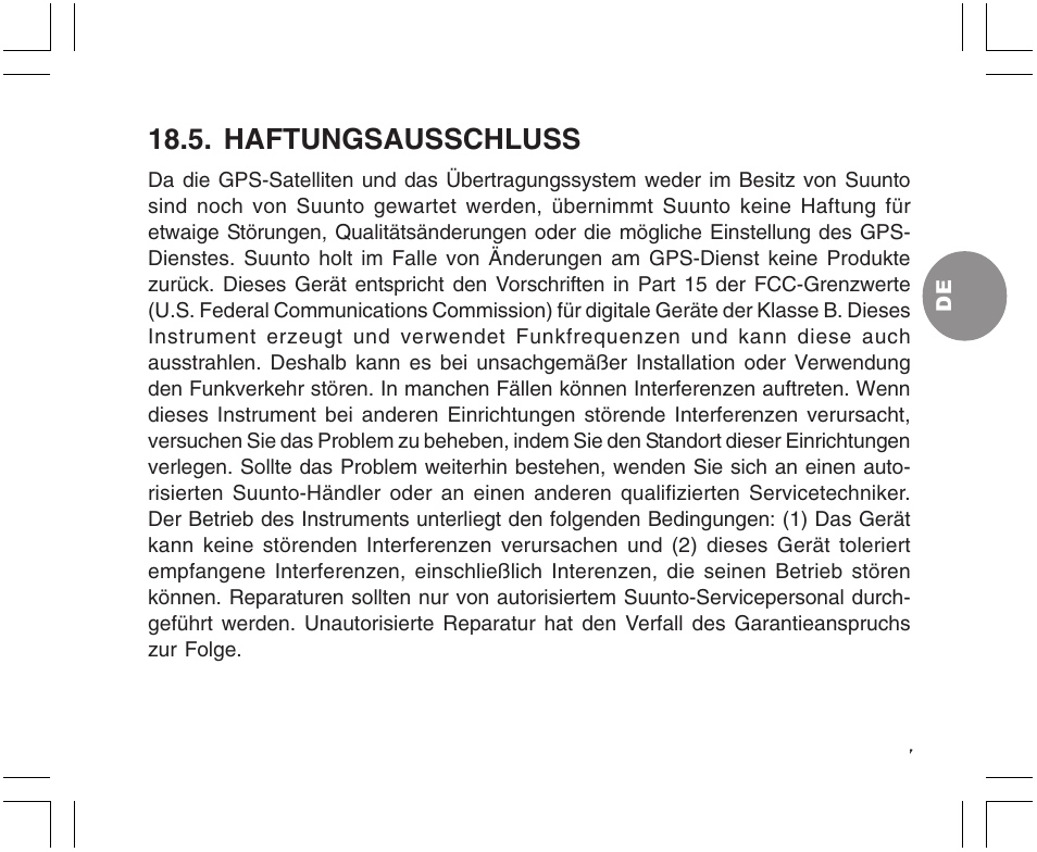 Haftungsausschluss | SUUNTO X9 User Manual | Page 107 / 286