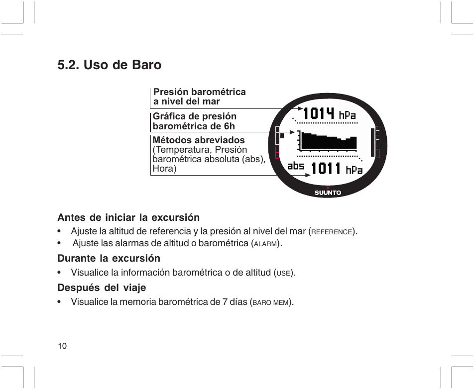 Uso de baro | SUUNTO X9 User Manual | Page 116 / 286