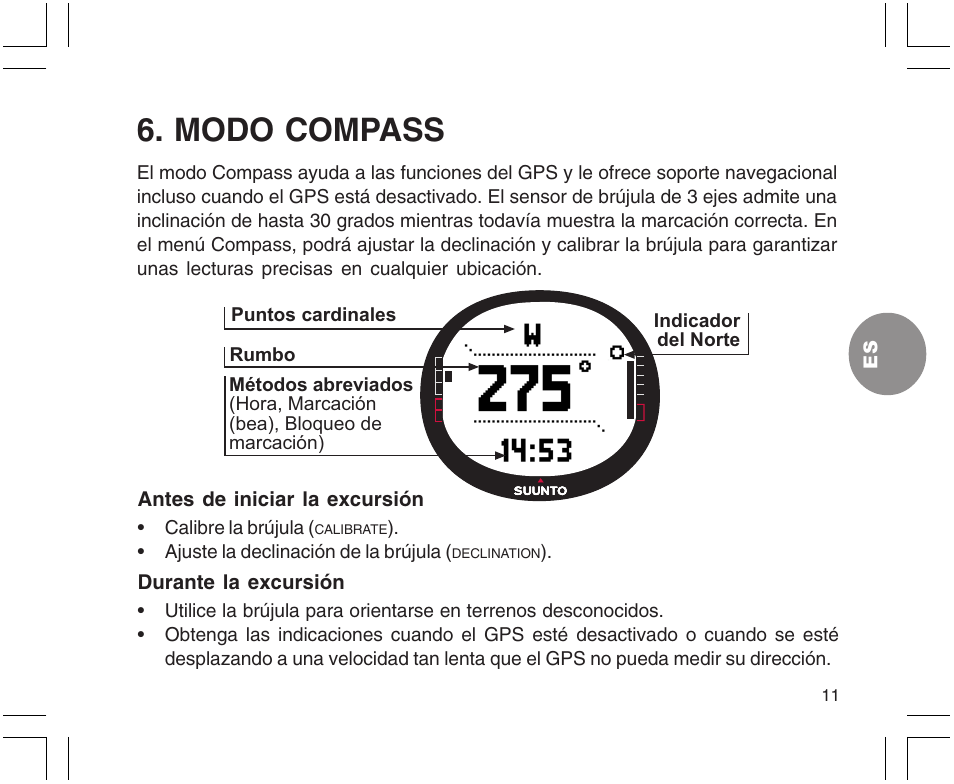 Modo compass | SUUNTO X9 User Manual | Page 117 / 286