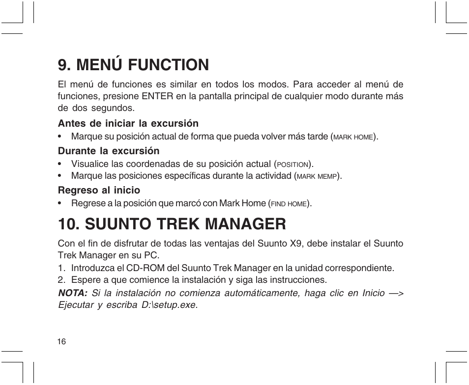 Menú function, Suunto trek manager | SUUNTO X9 User Manual | Page 122 / 286