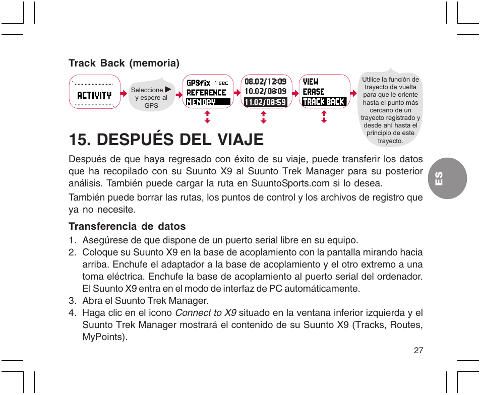 Después del viaje, Transferencia de datos | SUUNTO X9 User Manual | Page 133 / 286