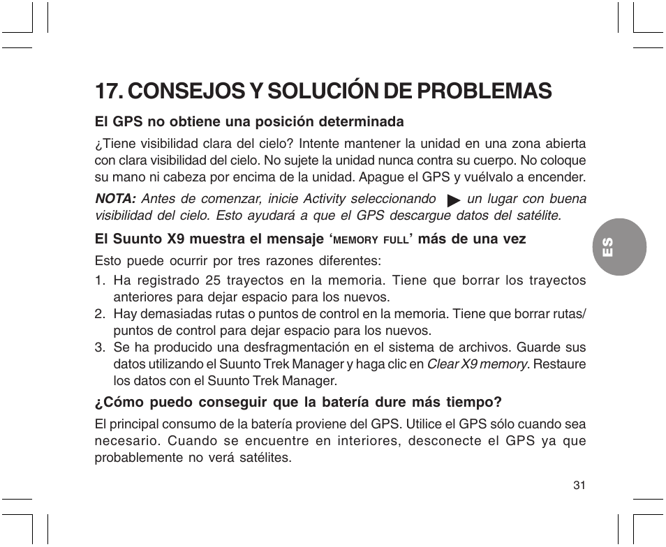 Consejos y solución de problemas | SUUNTO X9 User Manual | Page 137 / 286