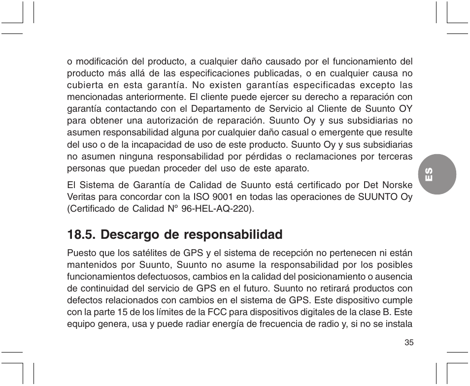 Descargo de responsabilidad | SUUNTO X9 User Manual | Page 141 / 286