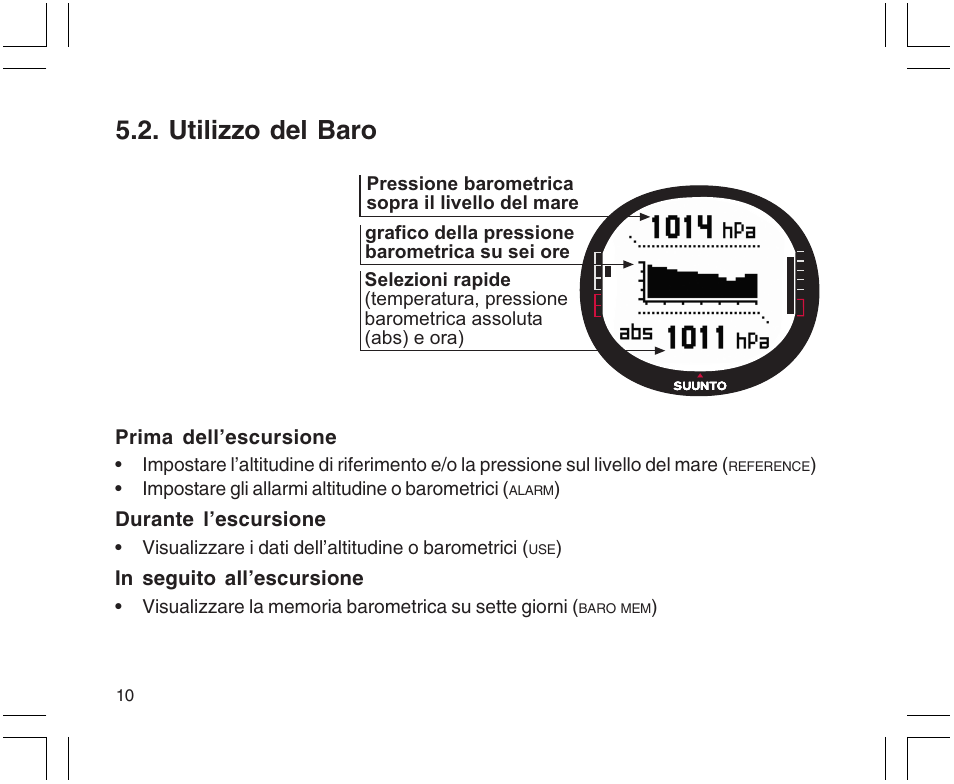 Utilizzo del baro | SUUNTO X9 User Manual | Page 152 / 286